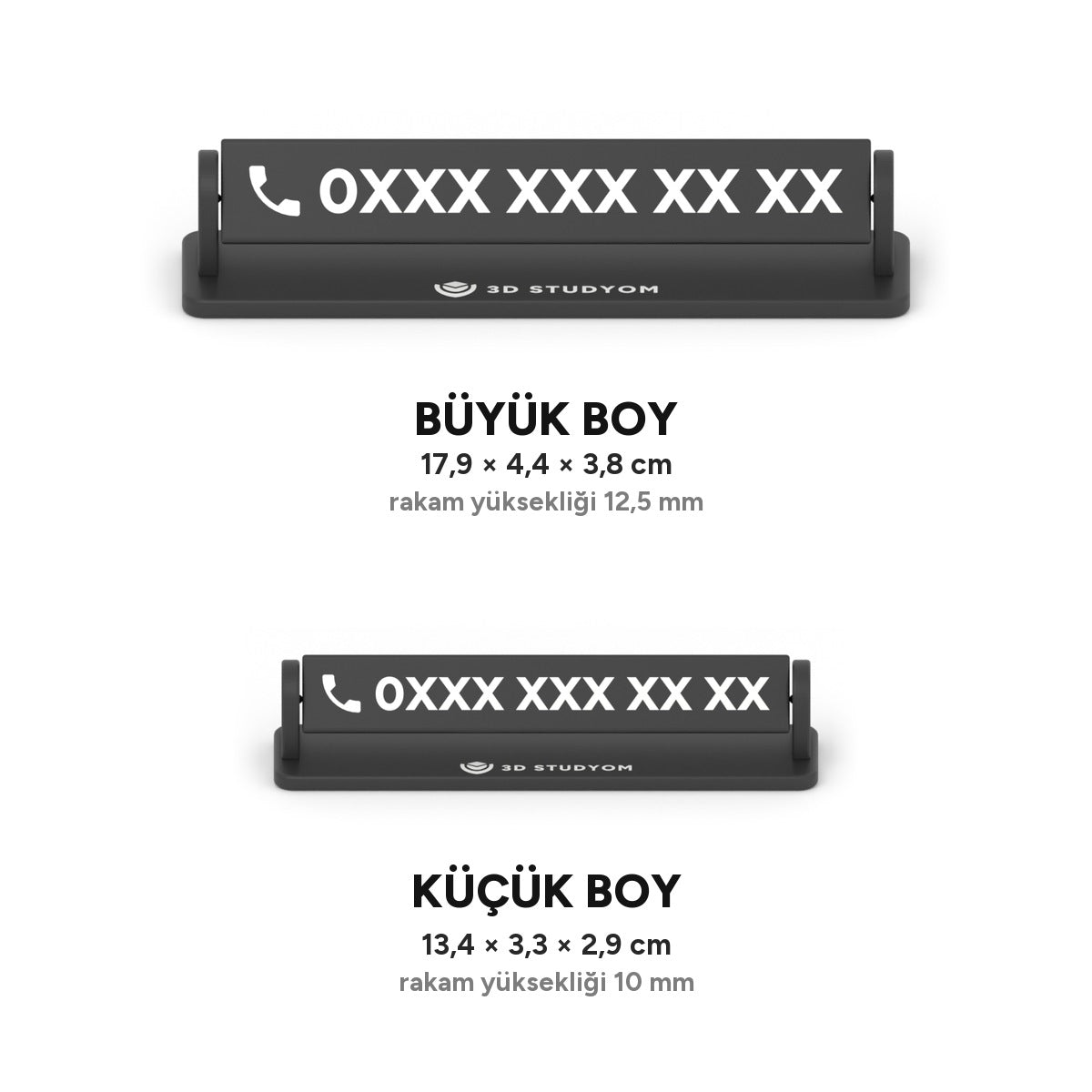 Büyük ve küçük boy park numaratörünün ölçüleri