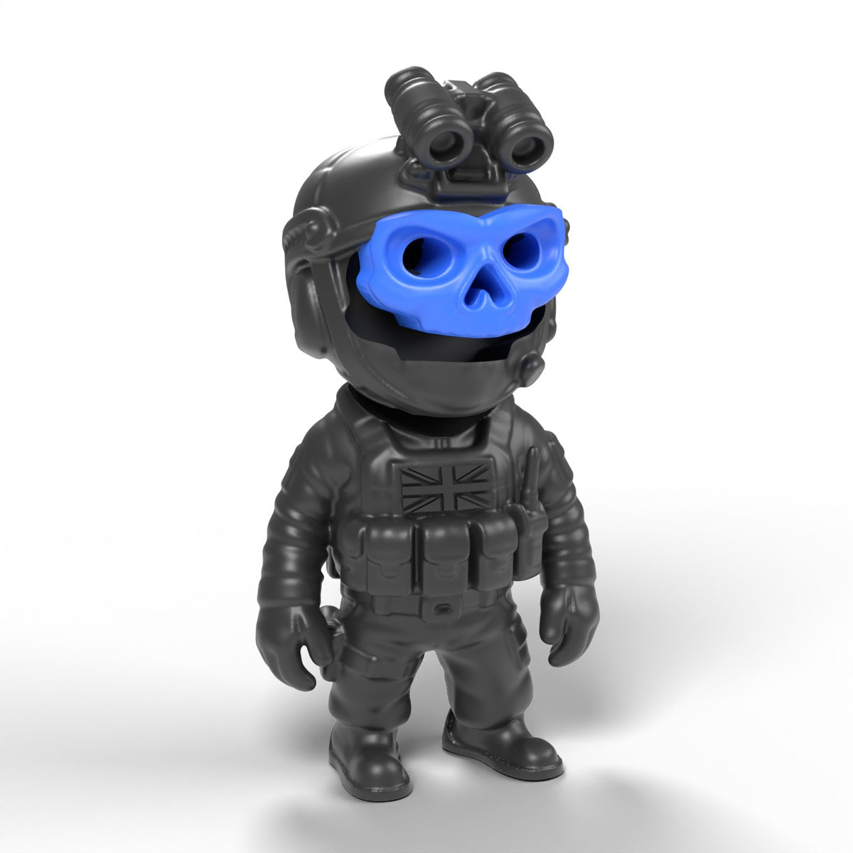 Ghost gamer mini figür mavi kurukafa maskeli – siyah gövde