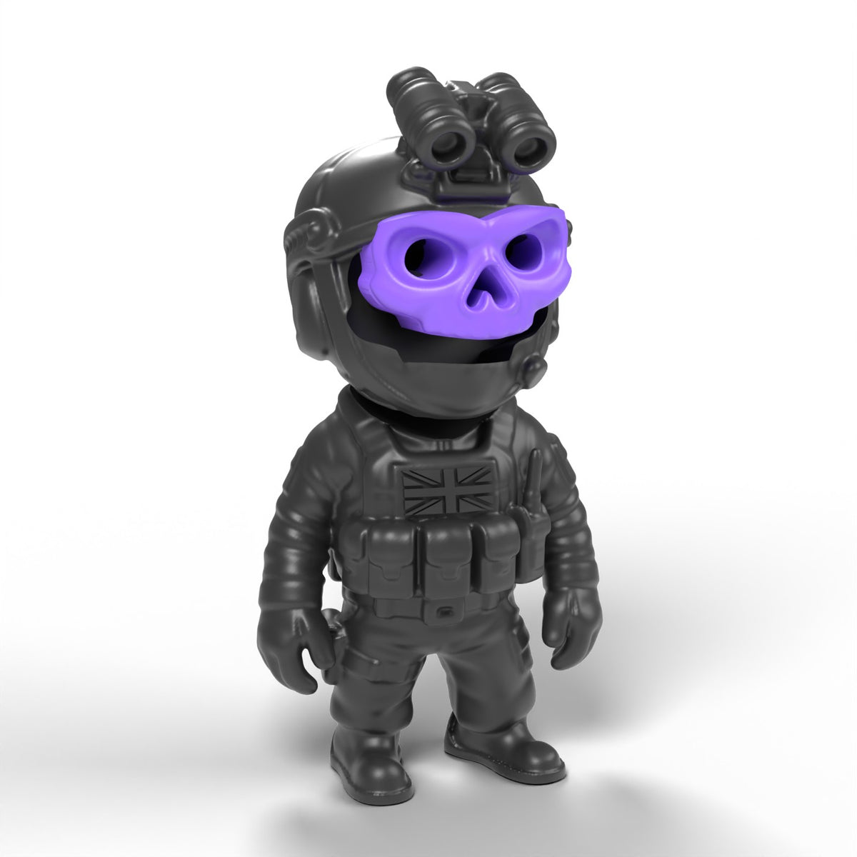 Ghost gamer mini figür mor kurukafa maskeli – siyah gövde