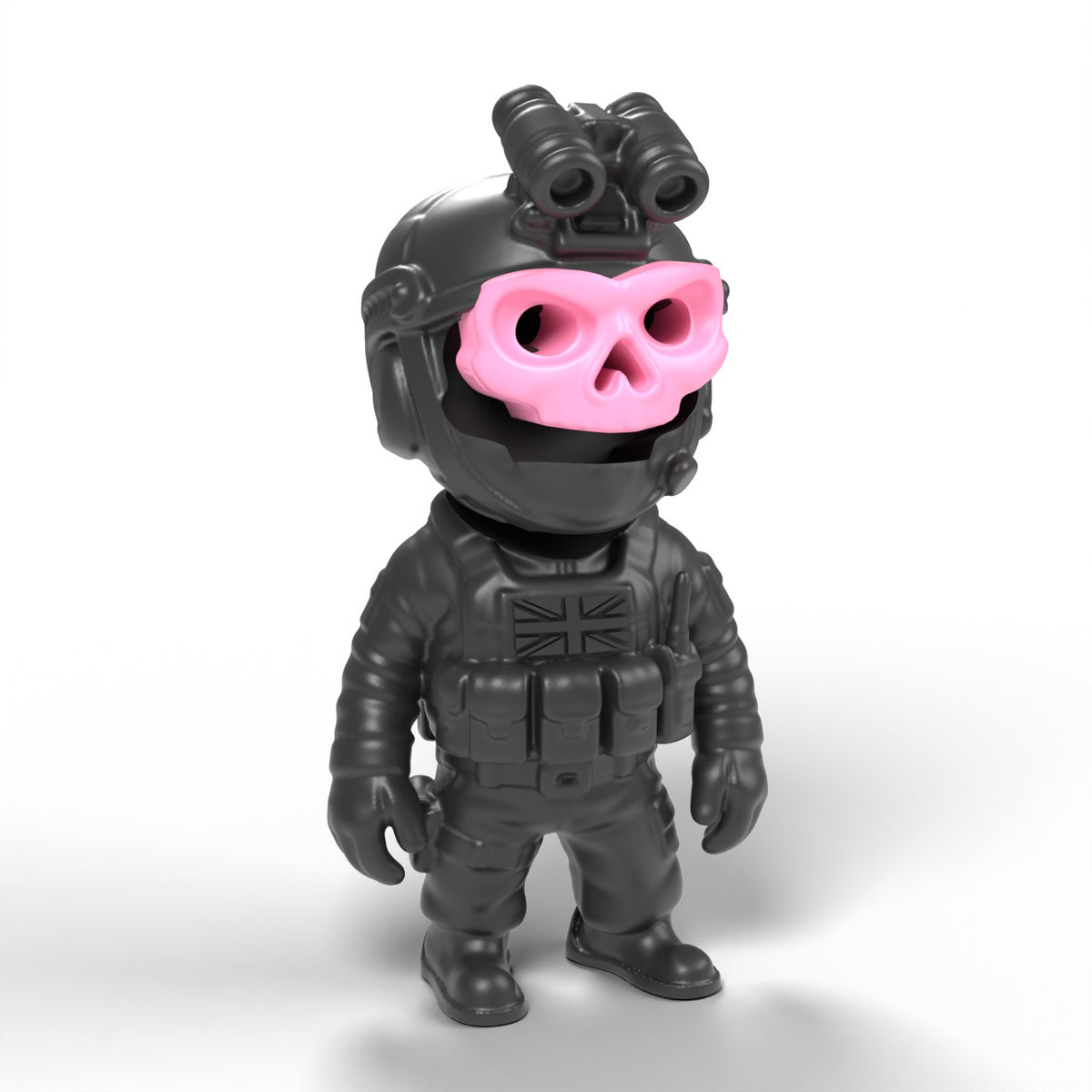 Ghost gamer mini figür pembe kurukafa maskeli – siyah gövde