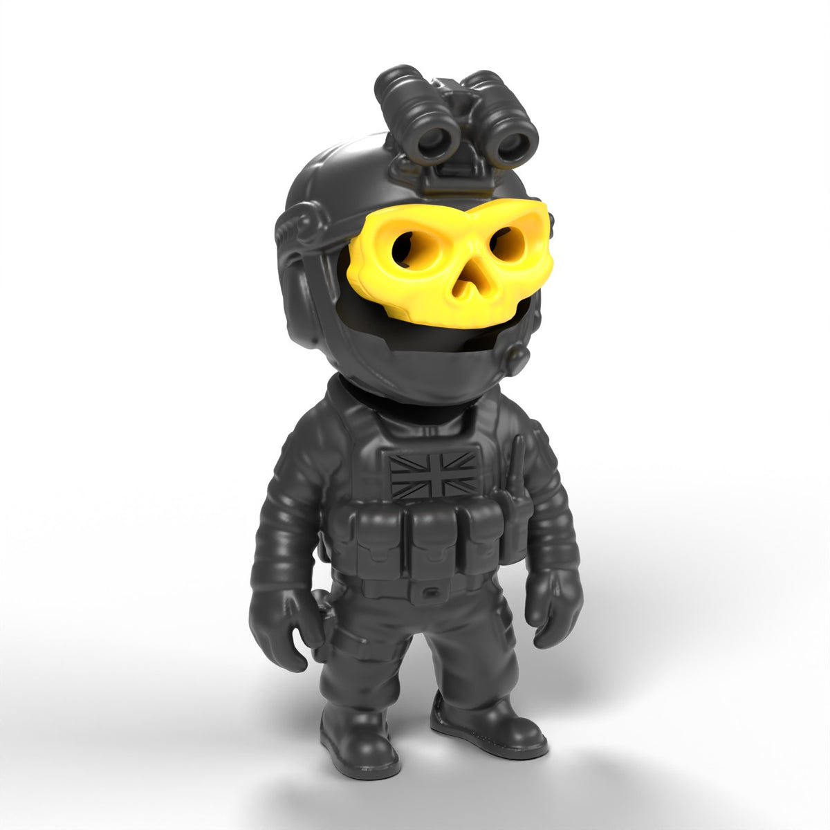 Ghost gamer mini figür sarı kurukafa maskeli – siyah gövde