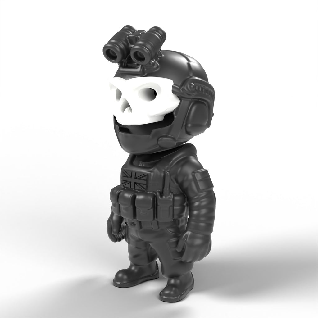 Ghost gamer mini figür sağ çapraz görünüm – 3D baskı asker figürü