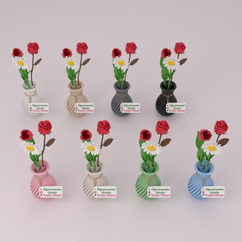 Çiçek vazosunun 8 rengi yan yana: toz pembe, beyaz, krem, bej, adaçayı yeşili, bebek mavisi, gri, siyah